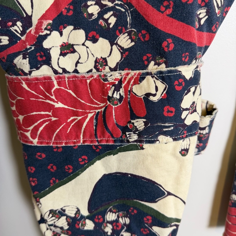 LUCKY BRAND Kimono Sweater Jacket Tie Hood | Asian Print, Red/Cream/Blue | Med - Picture 6 of 10